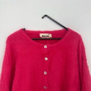 Anthropologie Maronie Faux Fur Fuzzy Soft Luxe Button Front Sweater Cardigan